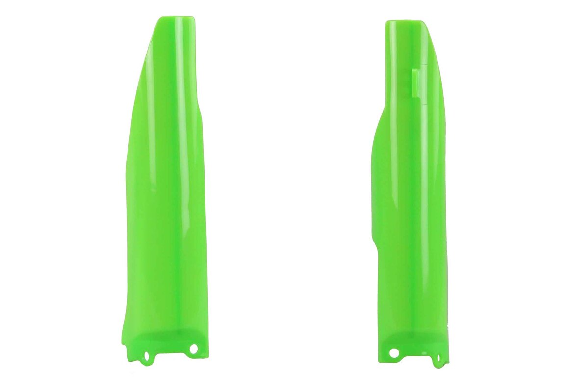 Polisport Flo Lime Green Lower Fork Guards for 04-07 Kawasaki, Suzuki KX, KX250F, RMZ250