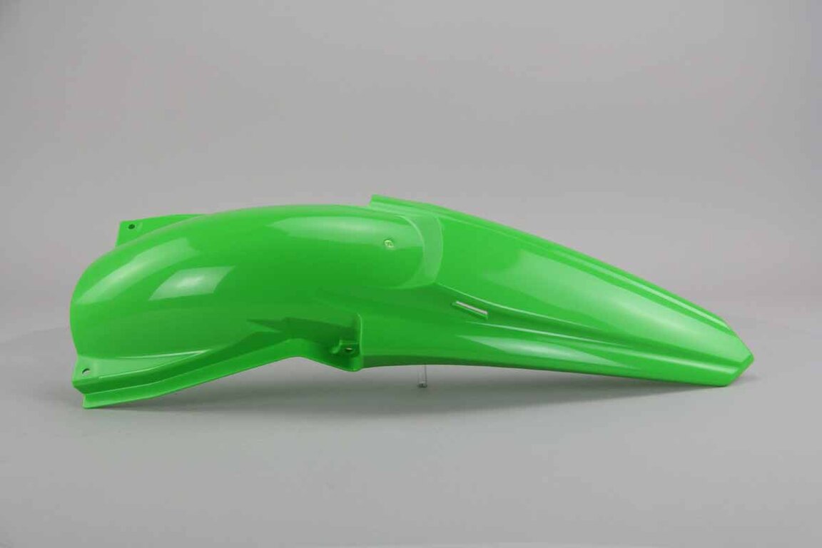 Polisport KX Green Restyled Rear Fender replacement plastics for 03-07 Kawasaki KX dirt bikes 360 view