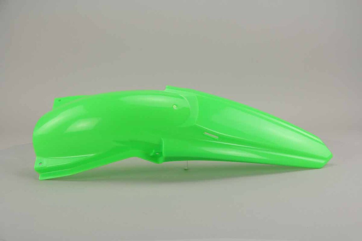 Polisport Flo Lime Green Restyled Rear Fender replacement plastics for 03-07 Kawasaki KX dirt bikes 360 view