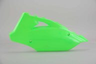 Right Side Polisport Flo Lime Green Restyled Side Number Plates replacement plastics for 03-07 Kawasaki KX dirt bikes.