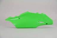 Left Side Polisport KX Green Restyled Side Number Plates replacement plastics for 03-07 Kawasaki KX dirt bikes.