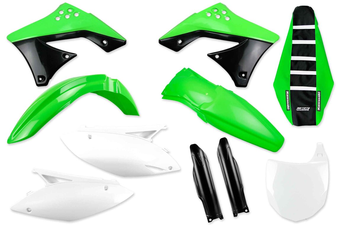 Mix & Match Plastic Kit With Lower Forks & Seat Cover for 09-12 Kawasaki KX250F