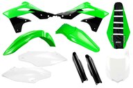 Mix & Match Plastic Kit With Lower Forks & Seat Cover for 13-16 Kawasaki KX250F