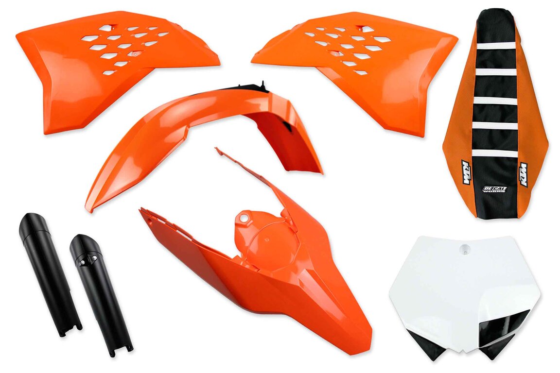 Mix & Match Plastic Kit With Lower Forks & Seat Cover for 08-11 KTM EXC, SX, SXF, XC, XCF, XCW