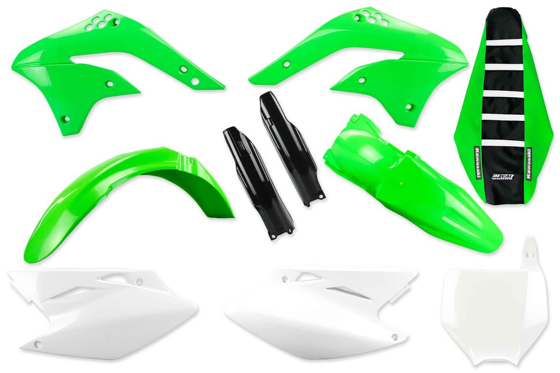 Mix & Match Plastic Kit With Lower Forks & Seat Cover for 06-08 Kawasaki KX450F