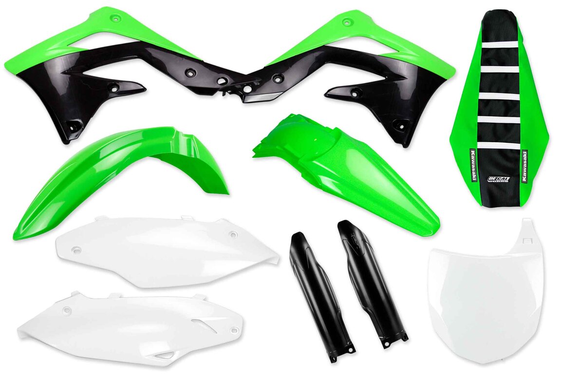 Mix & Match Plastic Kit With Lower Forks & Seat Cover for 12 Kawasaki KX450F