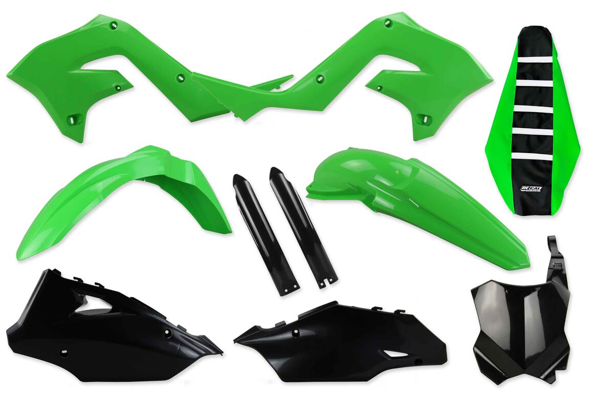 Mix & Match Restyled Plastic Kit With Lower Forks & Seat Cover for 03 Kawasaki KX