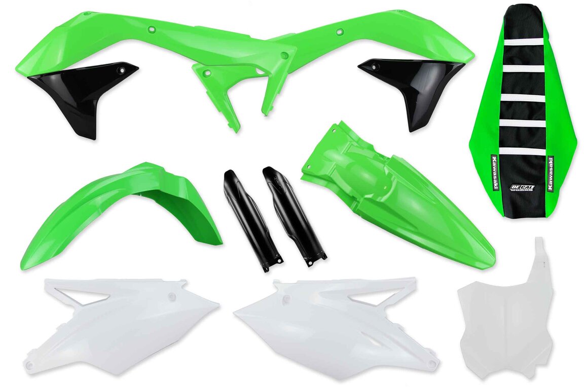 Mix & Match Plastic Kit With Lower Forks & Seat Cover for 16-18 Kawasaki KX450F