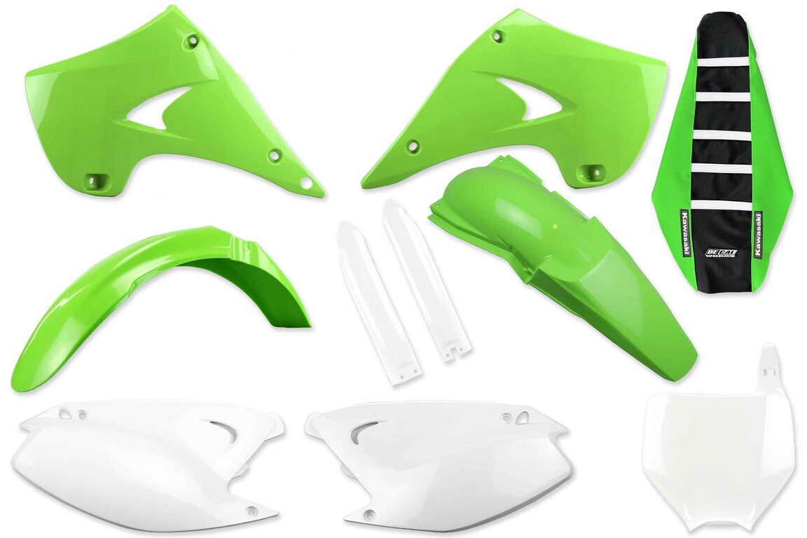 Mix & Match Plastic Kit With Lower Forks & Seat Cover for 03 Kawasaki KX