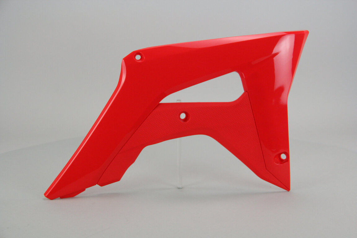 Right Side UFO Red Radiator Shroud Set replacement plastics for 17-22 Honda CRF250, CRF450 dirt bikes.