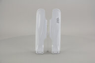 UFO White Lower Fork Guards replacement plastics for 19-25 Yamaha YZ85 dirt bikes 360 view