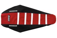 DeCal Works Black Red White with GasGas logo Gripper Ribbed Seat Covers for 21-23 GasGas EC, EX, EXF, MC, MCF