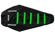 DeCal Works Black Black Green with Kawasaki logo Gripper Ribbed Seat Covers for 14-25 Kawasaki KX100, KX112, KX85