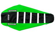 DeCal Works Green Black White with Kawasaki logo Gripper Ribbed Seat Covers for 16-18 Kawasaki KX450F