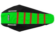 DeCal Works Black Green Red with Kawasaki logo Gripper Ribbed Seat Covers for 16-18 Kawasaki KX450F