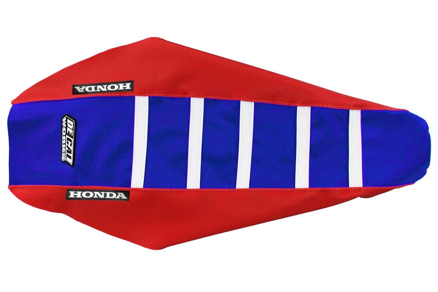 DeCal Works Red / Blue / White Gripper Ribbed Seat Covers for Honda