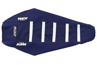 DeCal Works Dark Blue Dark Blue White with KTM logo Gripper Ribbed Seat Covers for 22-25 KTM EXCF, SMR, SX, SXF, XC, XCF, XCW, XCW300 Factory Edition, XW