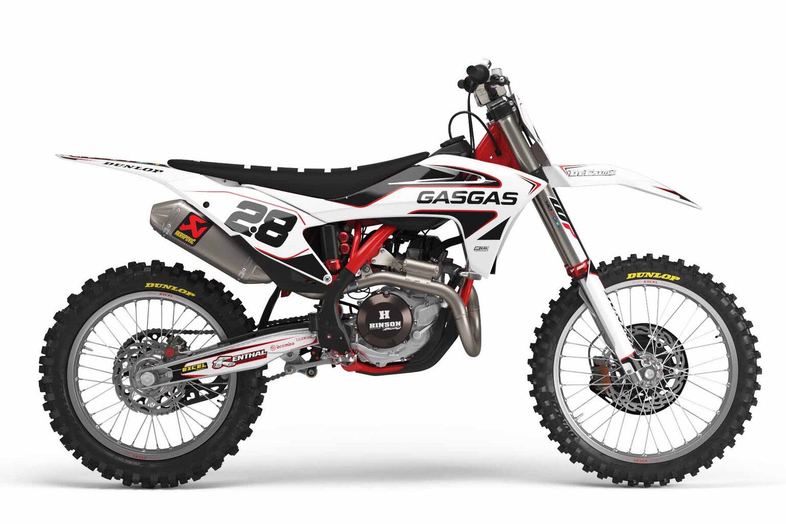 GasGas MC250F White T-2 Series Dirt Bike Graphics Kit