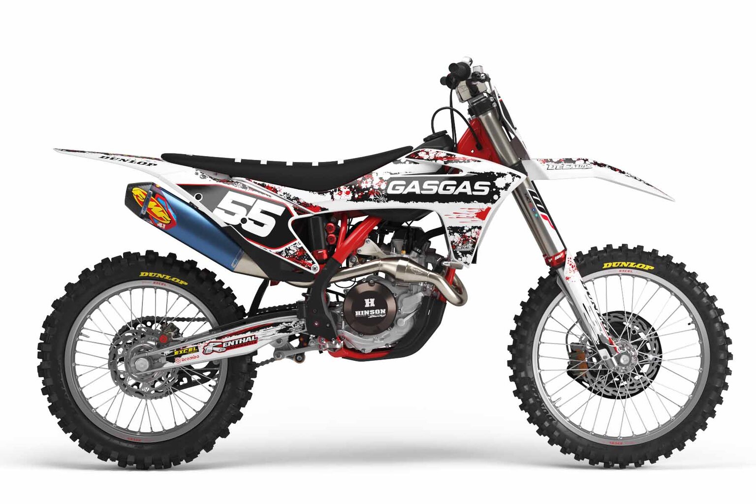 GasGas MC450F White T-5 Series Dirt Bike Graphics Kit