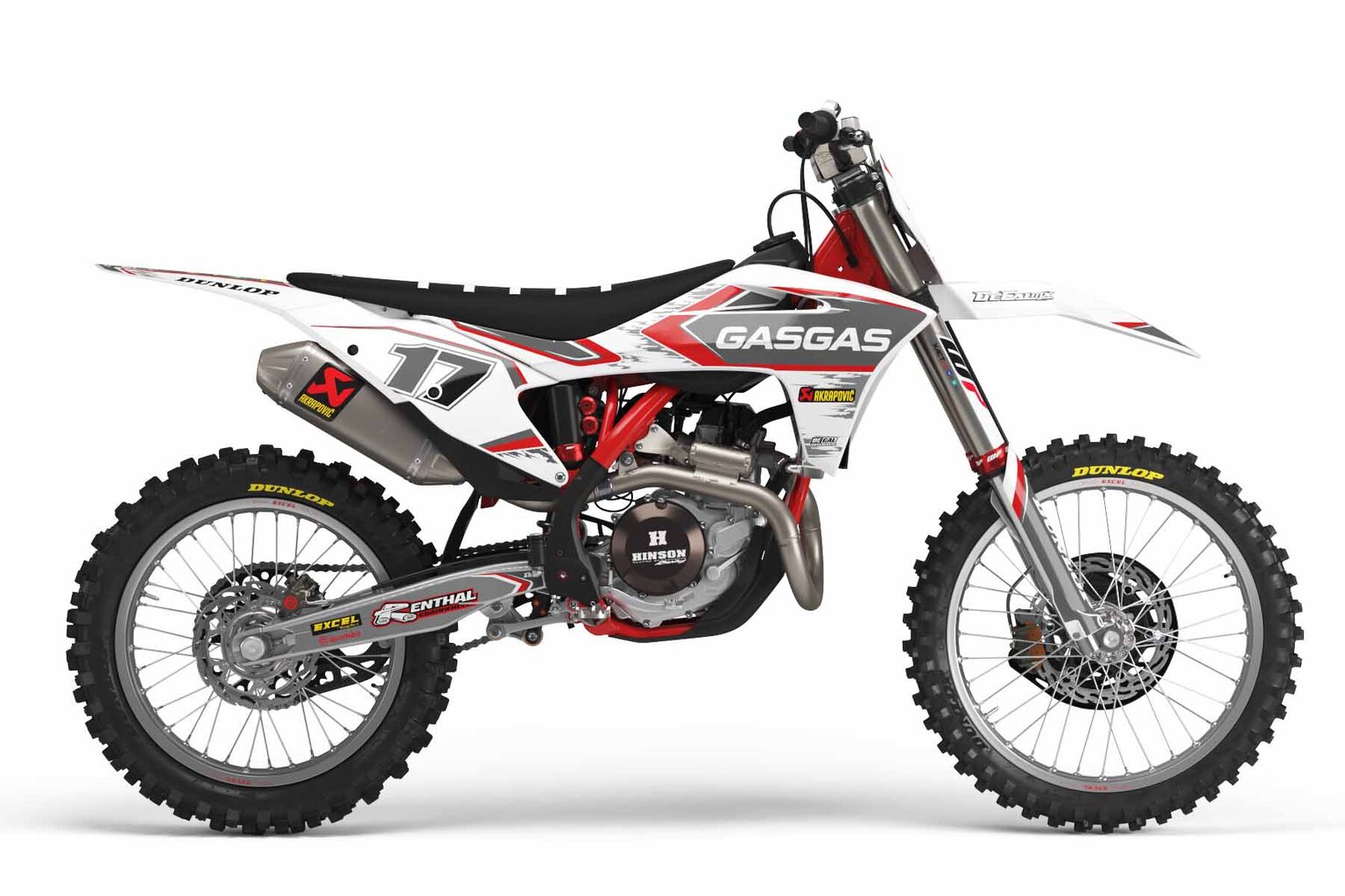 GasGas MC450F White T-17 Series Dirt Bike Graphics Kit