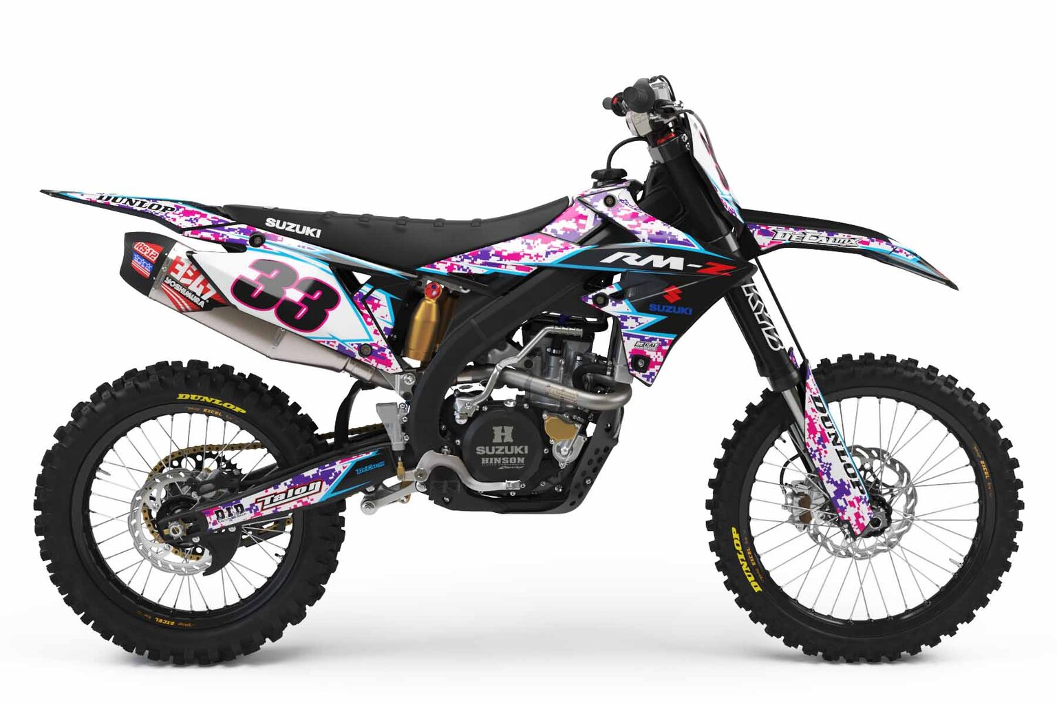 Suzuki RMZ450 Black Digital Camo Dirt Bike Graphics Kit