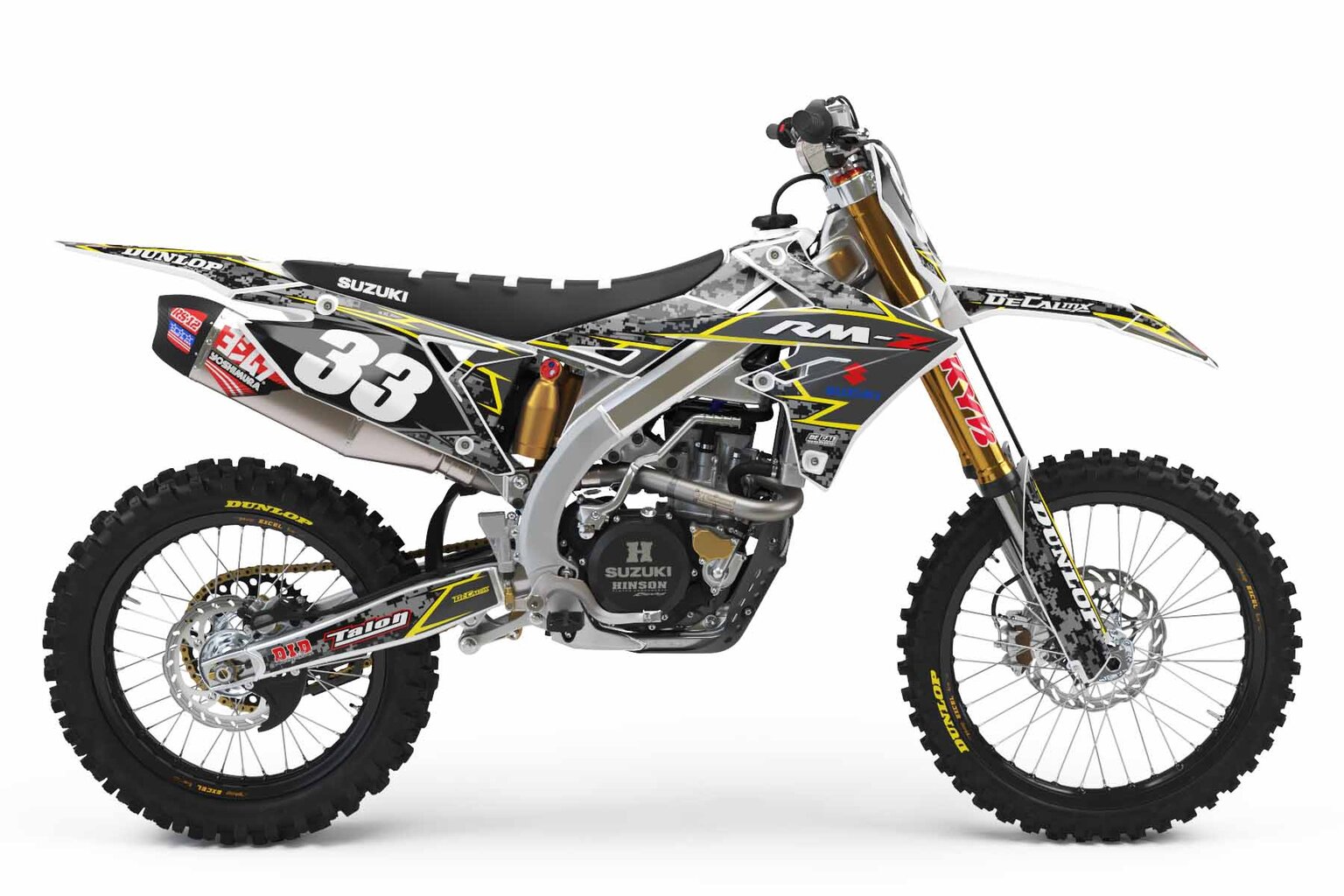 Suzuki RMZ250 White Digital Camo Dirt Bike Graphics Kit