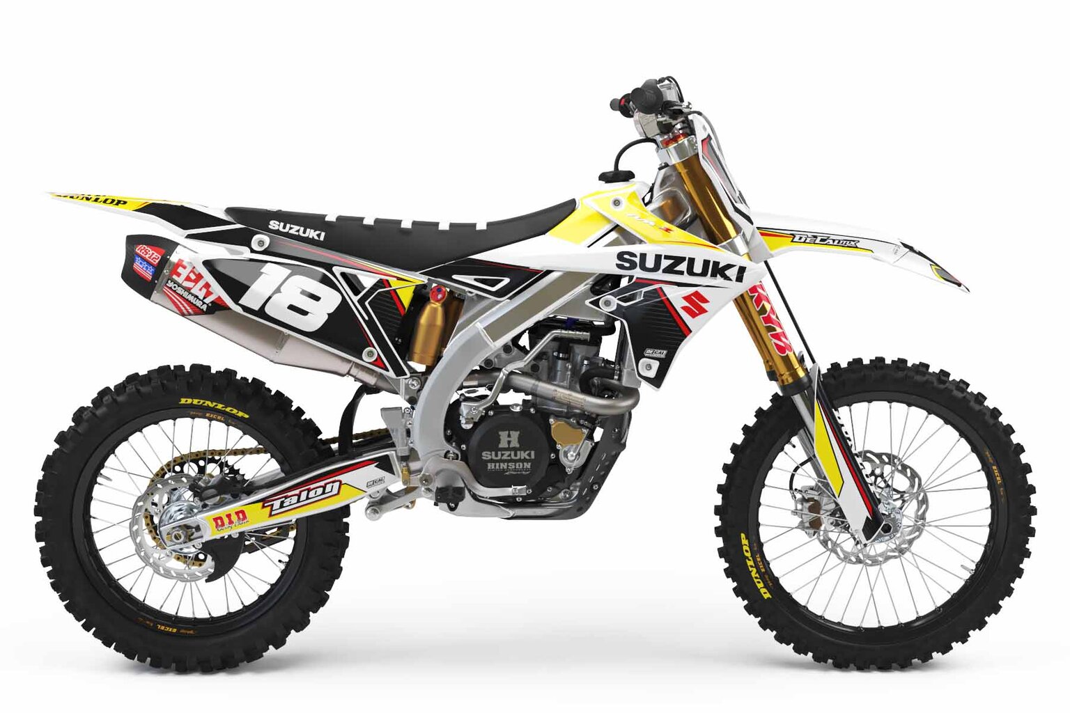 Suzuki RM125 White Factory Series 18 Dirt Bike Graphics Kit