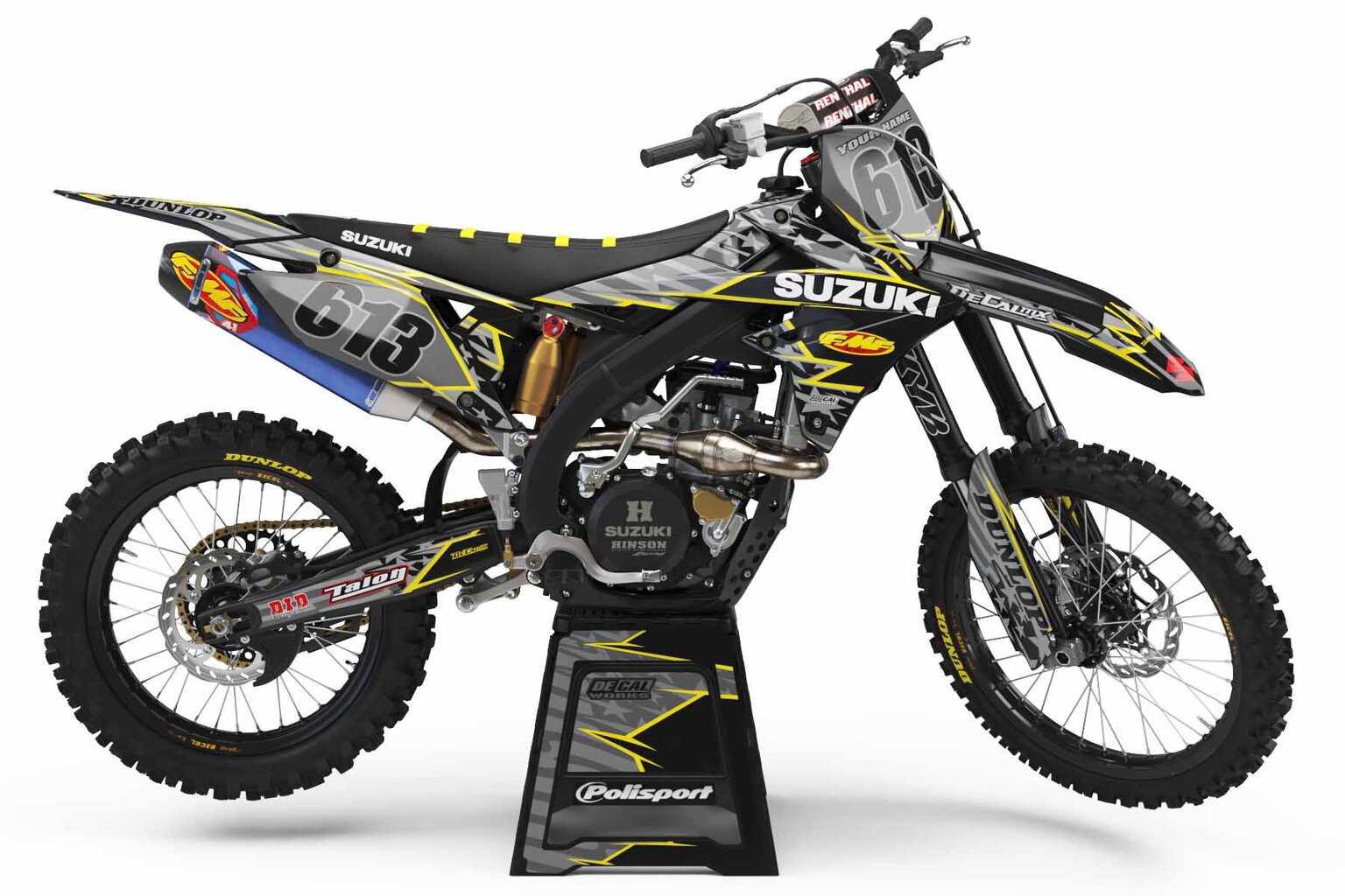 Suzuki RMZ250 Black Stars and Stripes Dirt Bike Graphics Kit