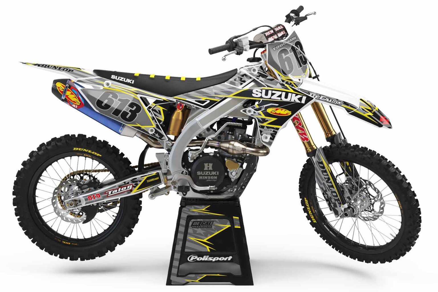 Suzuki RM250 White Stars and Stripes Dirt Bike Graphics Kit