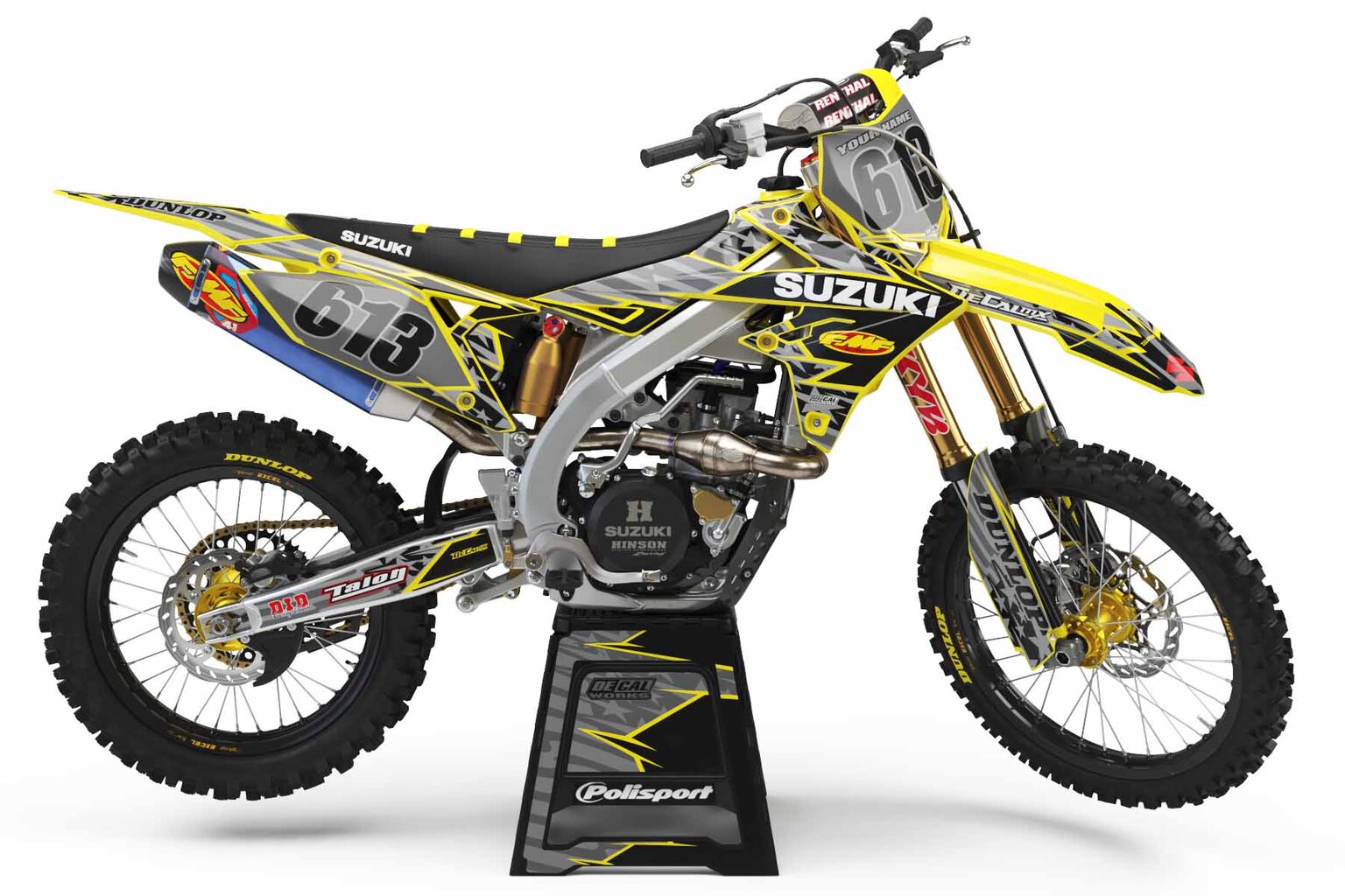 Suzuki RM and RMZ Yellow Stars and Stripes Dirt Bike Graphics Kit