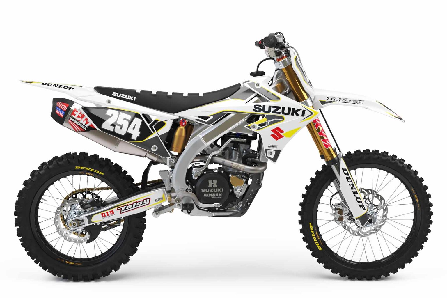 Suzuki RMZ250 White T-2 Series Dirt Bike Graphics Kit