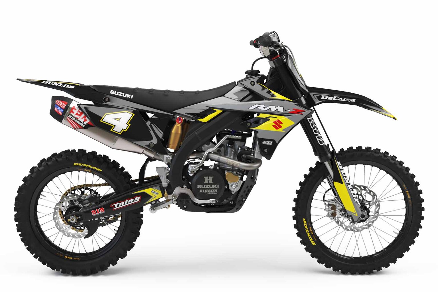 Suzuki RMZ250  Black T-4 Series Dirt Bike Graphics Kit