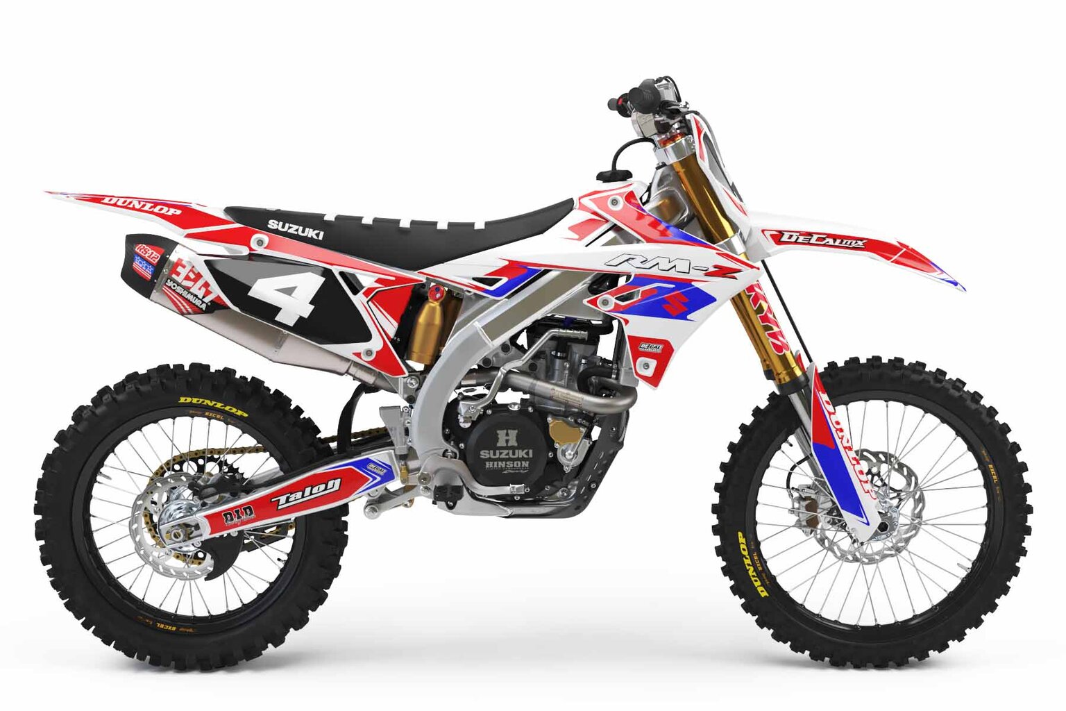 Suzuki RM250 White T-4 Series Dirt Bike Graphics Kit