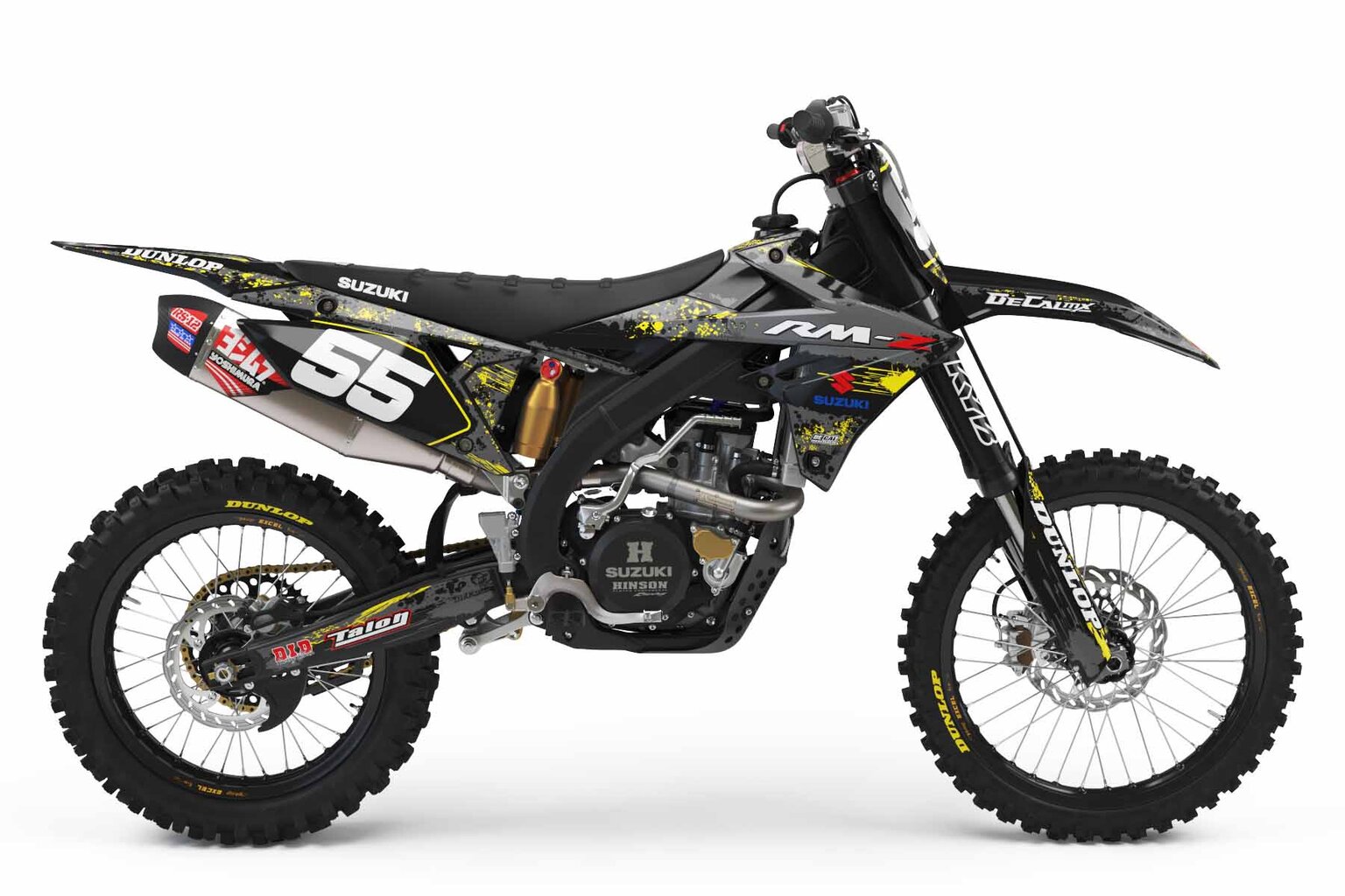 Suzuki RM125 Black T-5 Series Dirt Bike Graphics Kit