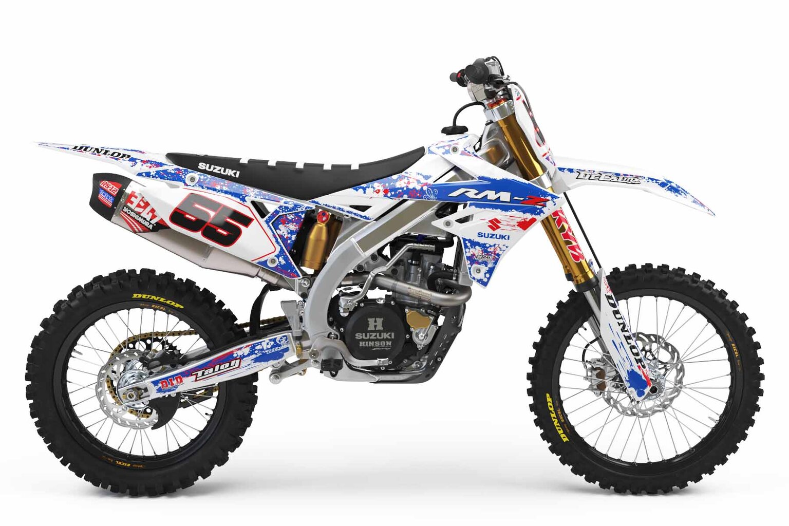 Suzuki RMZ450 White T-5 Series Dirt Bike Graphics Kit