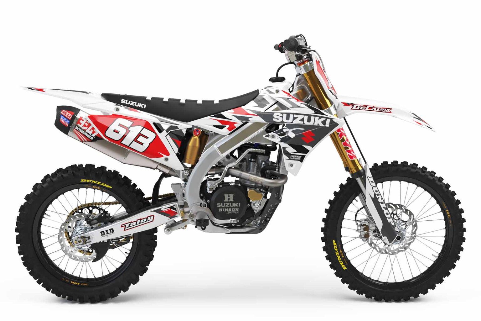 Suzuki RM250 White T-6 Series Dirt Bike Graphics Kit