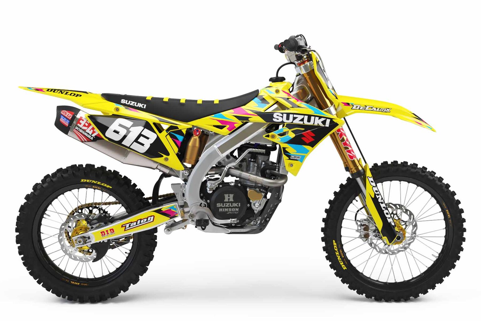 Suzuki DRZ110 Yellow T-6 Series Dirt Bike Graphics Kit