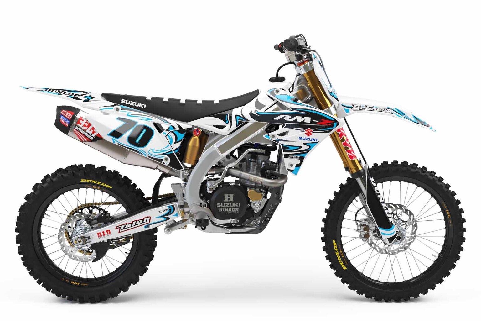 Suzuki RMZ450 White T-7 Series Dirt Bike Graphics Kit