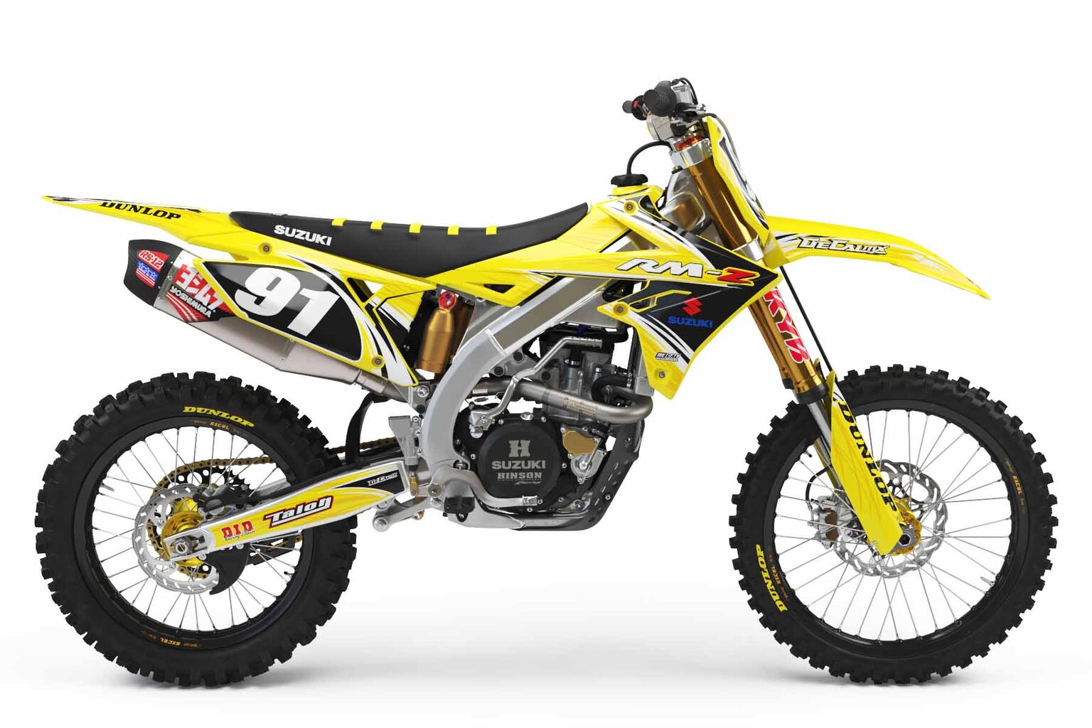 Suzuki JR50 Yellow T-9 Series Dirt Bike Graphics Kit