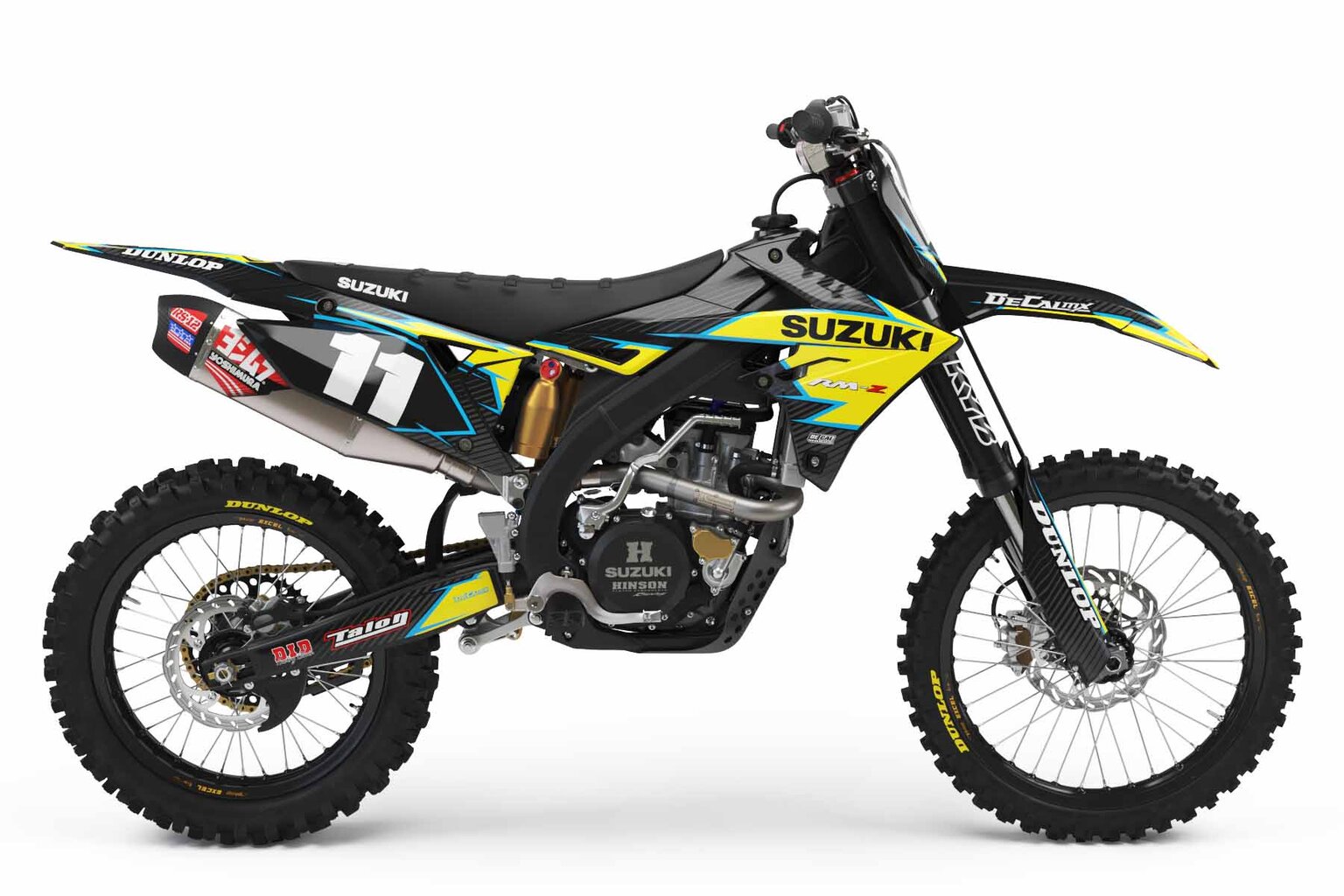 Suzuki RM250 Black T-11 Series Dirt Bike Graphics Kit