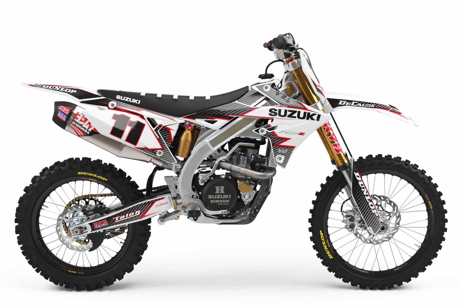 Suzuki DRZ110 White T-11 Series Dirt Bike Graphics Kit