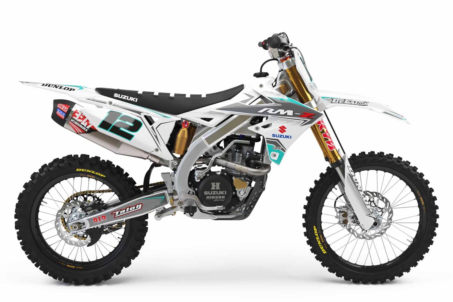 Suzuki RMZ450 White T-12 Series Dirt Bike Graphics Kit