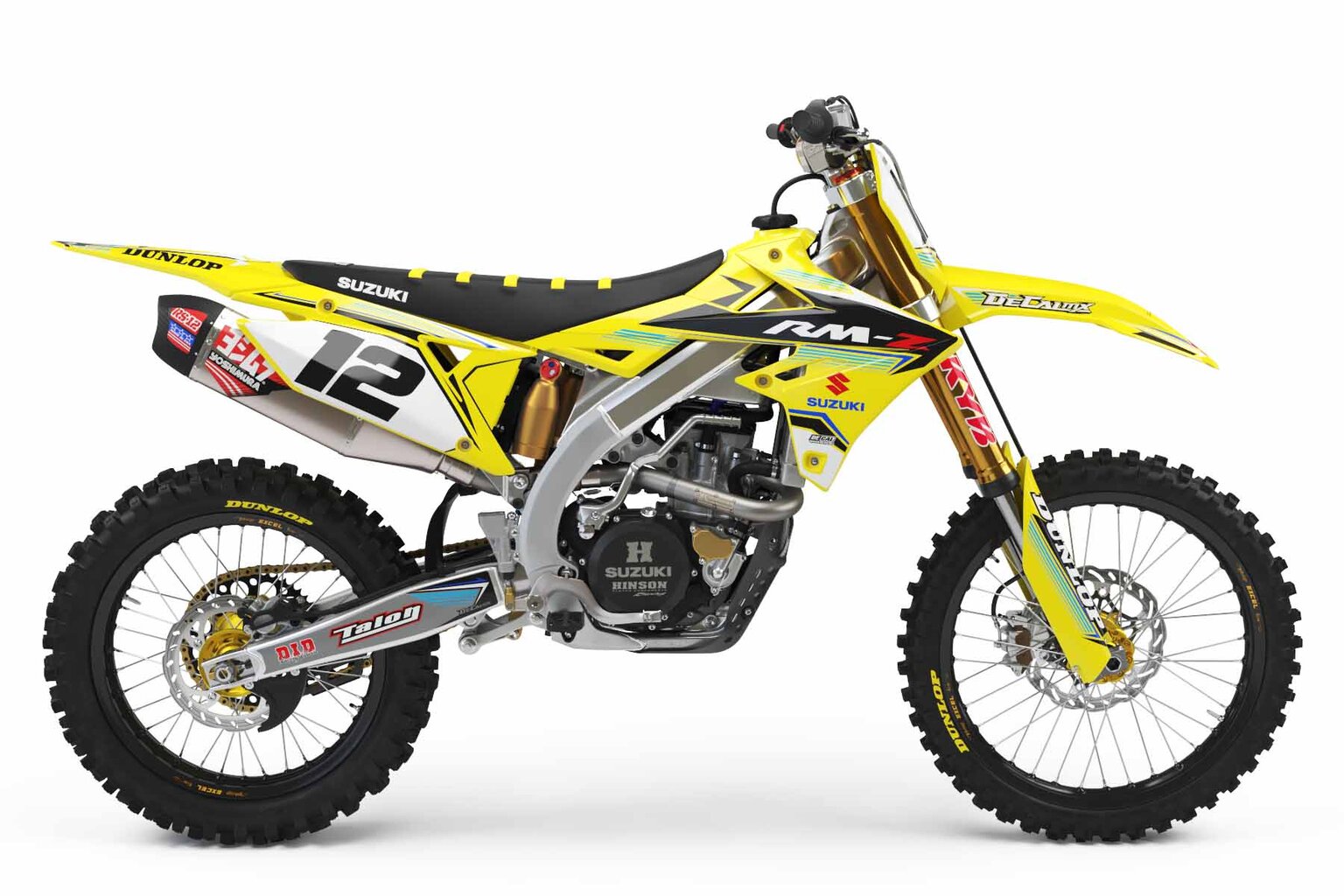 Suzuki RMZ250 Yellow T-12 Series Dirt Bike Graphics Kit