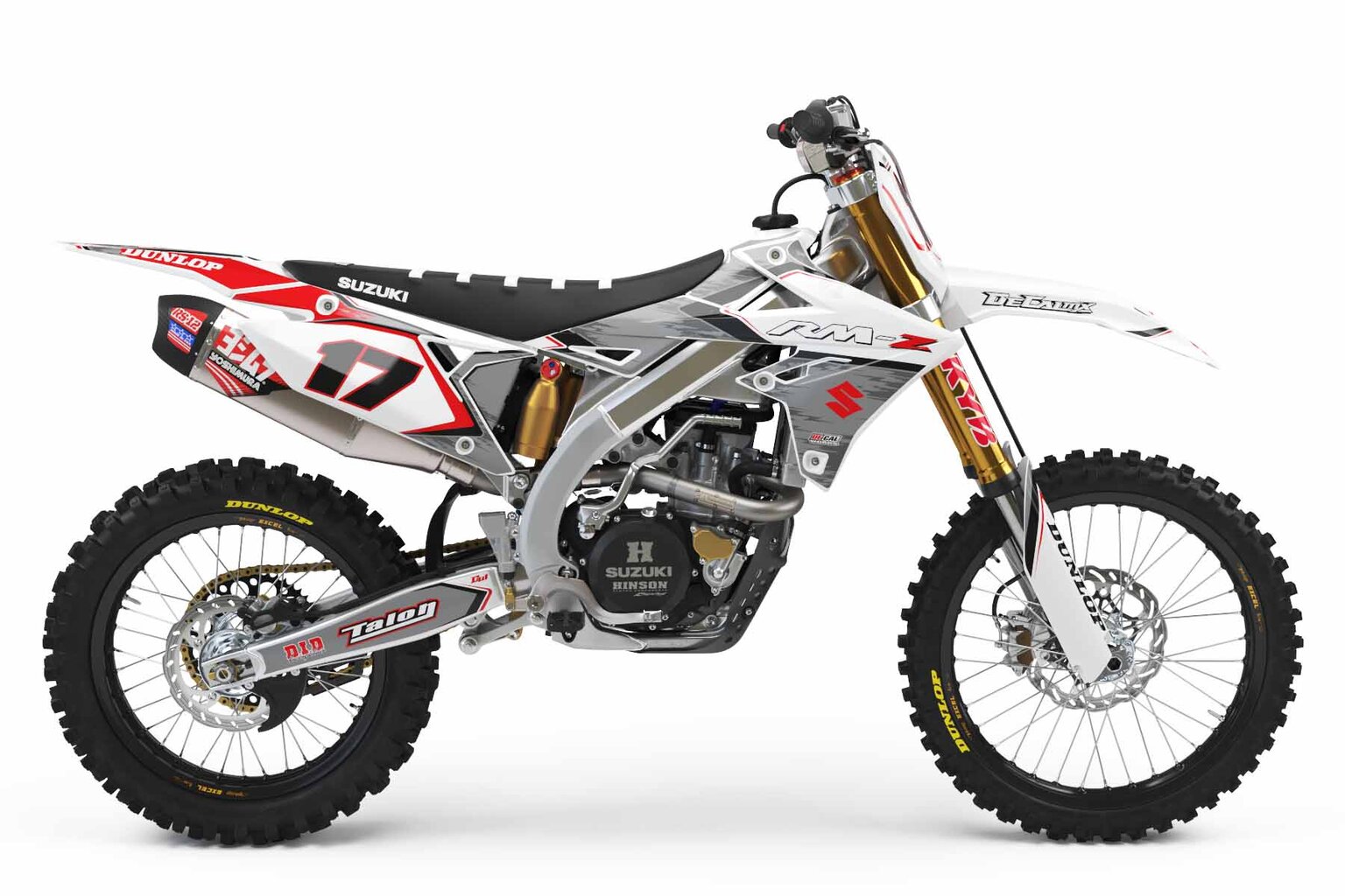 Suzuki RM125 White T-17 Series Dirt Bike Graphics Kit