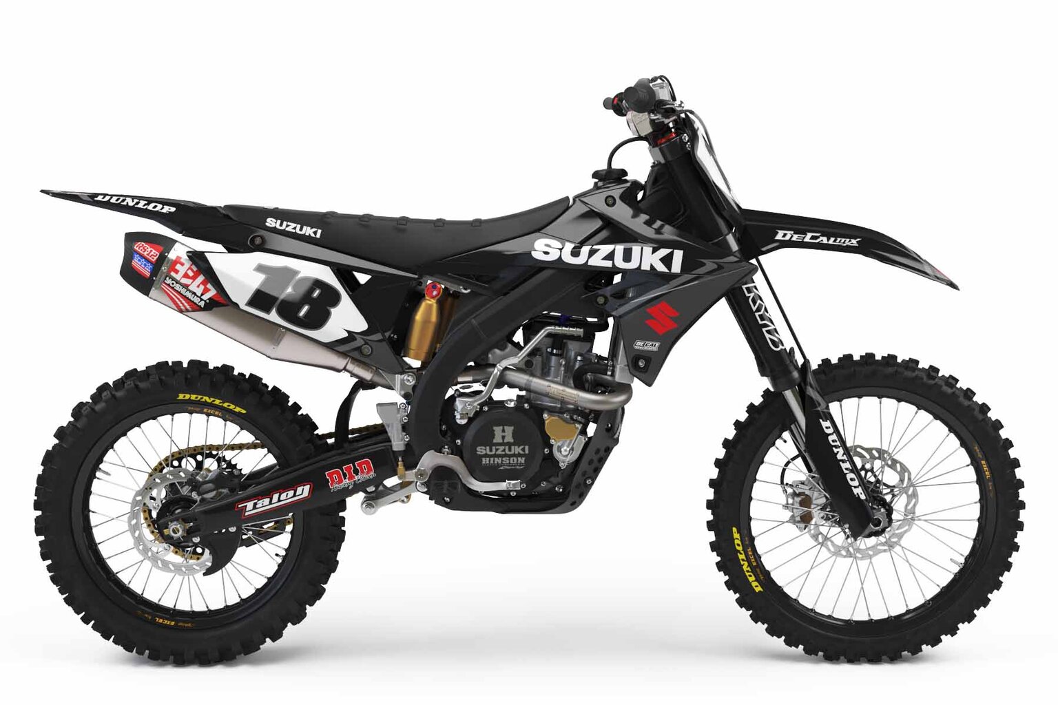 Suzuki RMZ250 Black T-18 Series Dirt Bike Graphics Kit