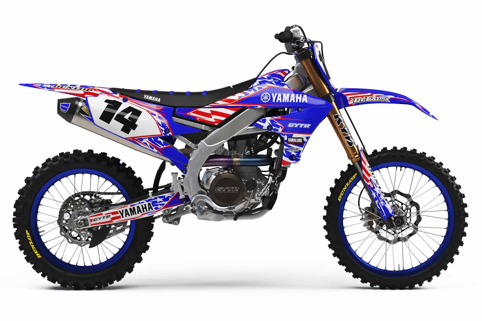 Yamaha YZ250F Blue Stars and Stripes Dirt Bike Graphics Kit