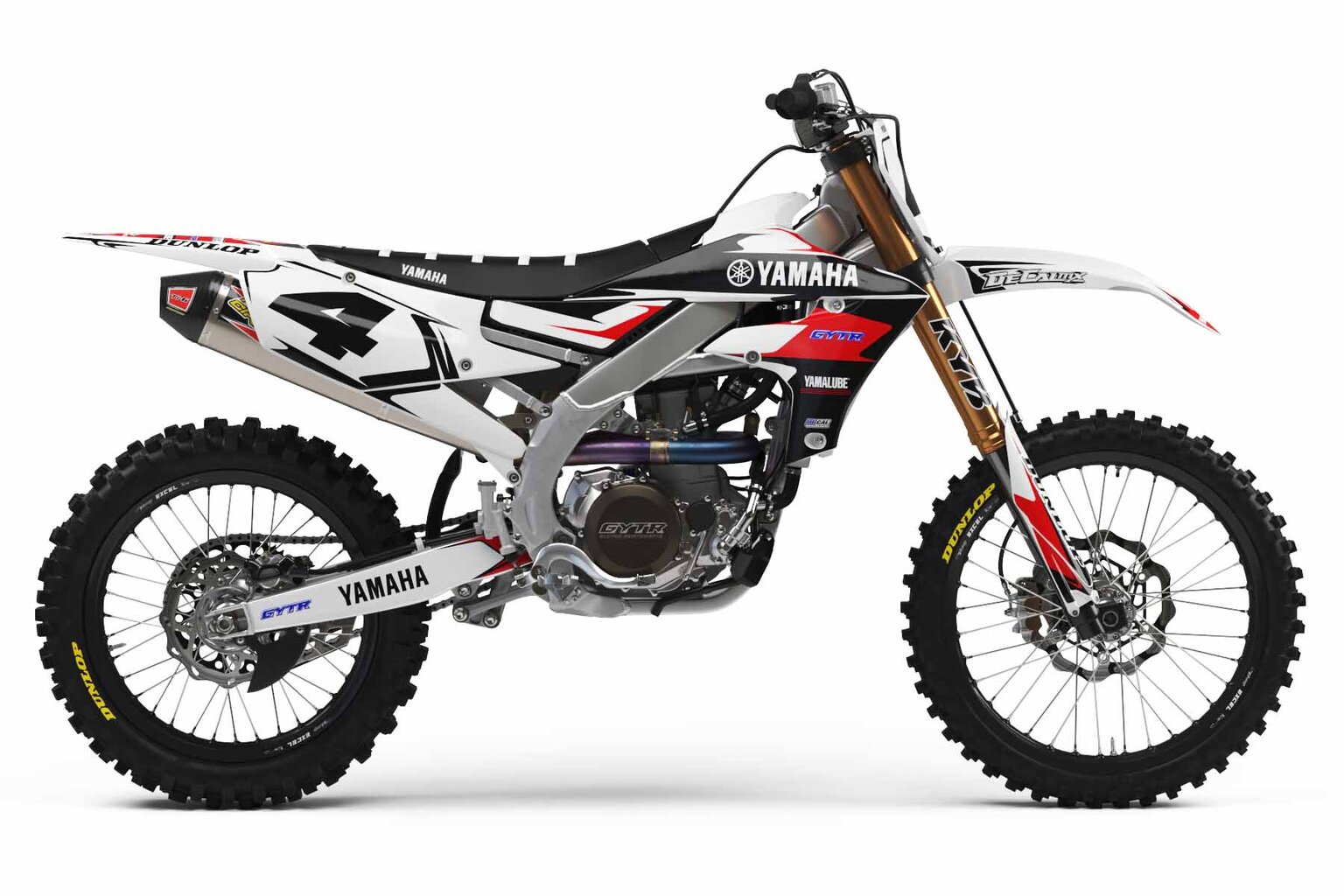 Yamaha YZ250 White T-4 Series Dirt Bike Graphics Kit