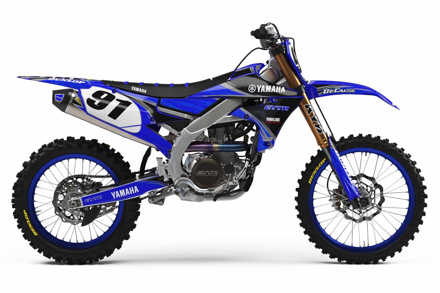 Yamaha YZ125 Blue T-9 Series Dirt Bike Graphics Kit