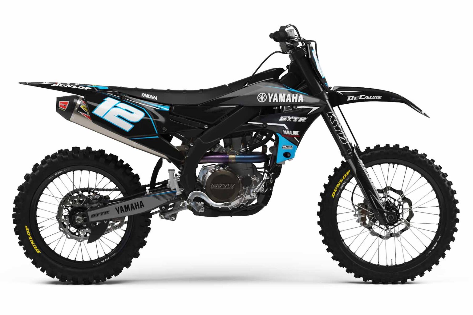 Yamaha YZ125 Black T-12 Series Dirt Bike Graphics Kit