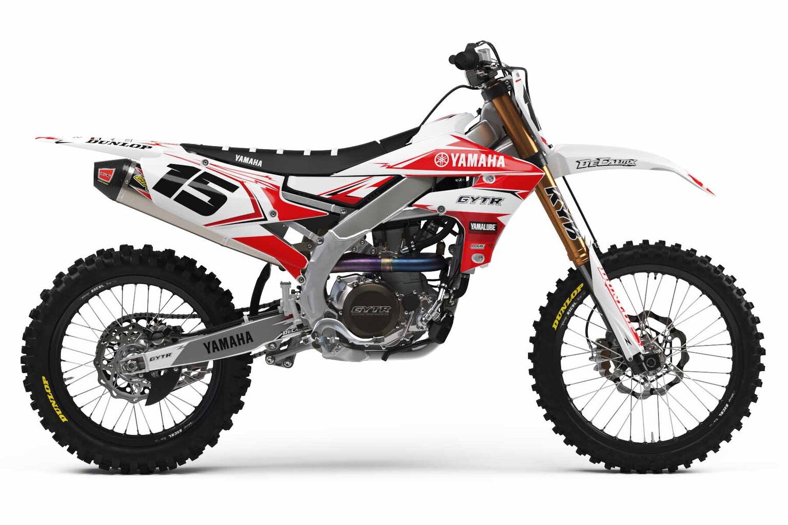 Yamaha YZ125 White T-15 Series Dirt Bike Graphics Kit